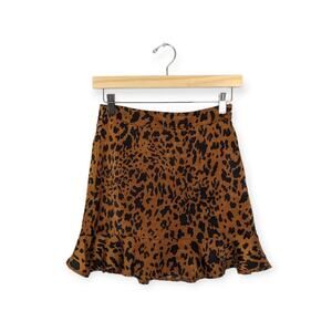 Forever 21 Leopard Print Flounce Mini Skirt Size XS